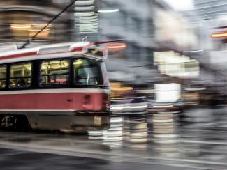 Tram on street